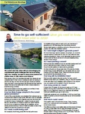 April 2020 Newsletter suggests that its time to go self sufficient, image of Port Waterhouse, Salcombe habour, a new build commercial building, with GSE integrated solar PV system, using REC black panels.